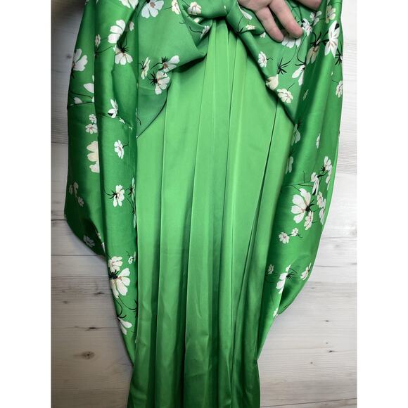 On 34th Dress Womens 3X Green Floral Maxi Puff Sleeve Smocked Waist Lined V Neck - Picture 9 of 10
